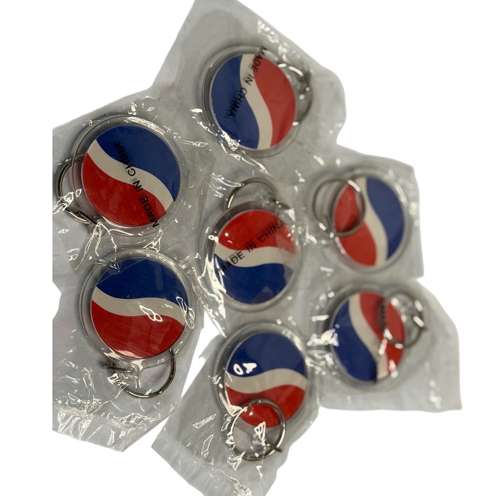 Pepsi Keychains Red White Blue Logo Soda Pop Advertising Memorabilia Set of 7